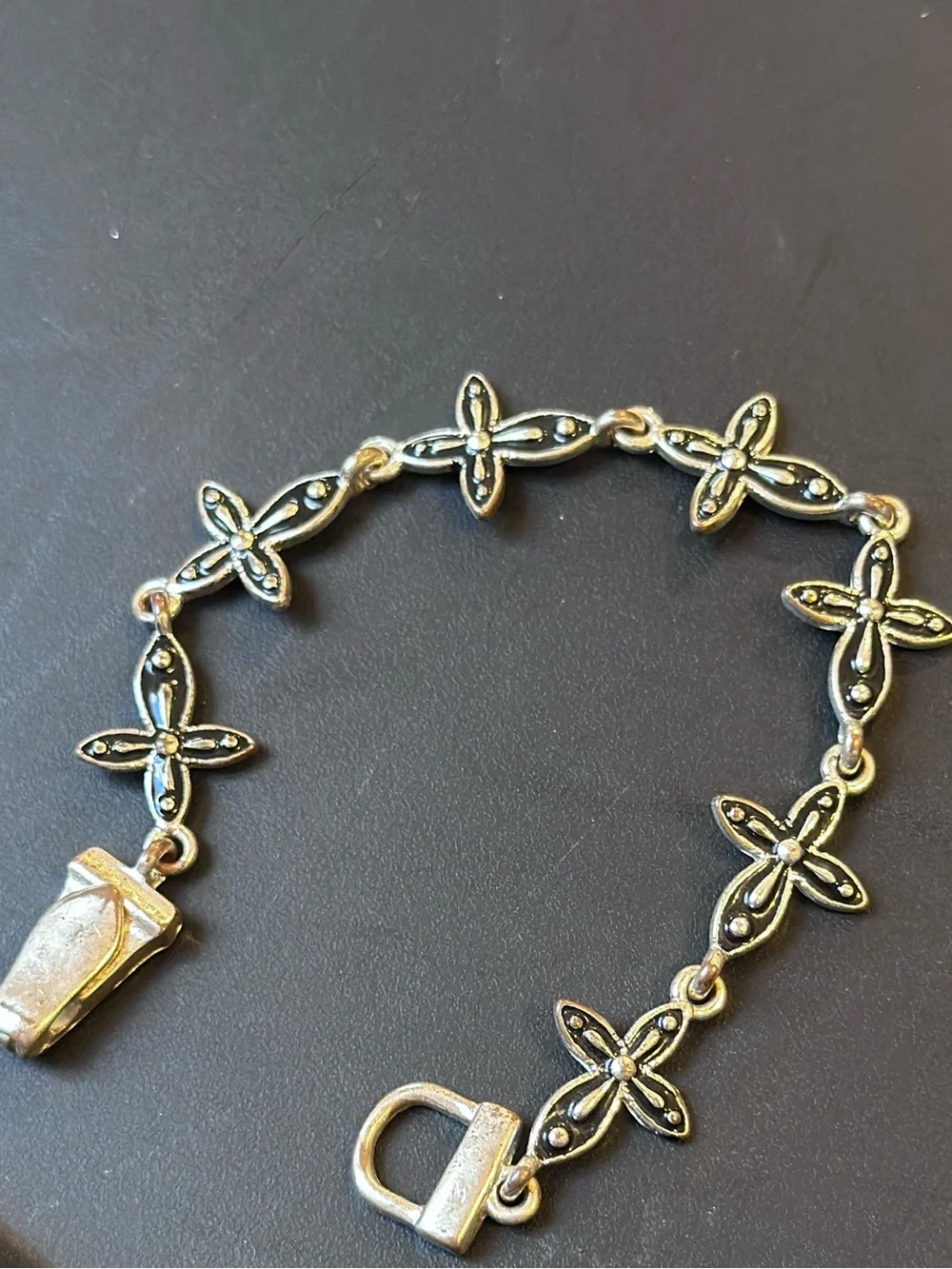 Link Bracelet, silver tone, vintage style, retro gothic whimsigoth